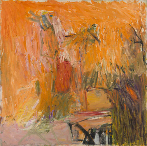 Pat Passlof, Promenade for a Bachelor, 1958, oil on linen, 68 x 68 inches (courtesy of Elizabeth Harris Gallery)