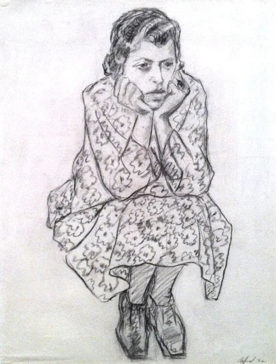 Clyfford Still portrait of a girl, charcoal on paper, © Clyfford Still Museum