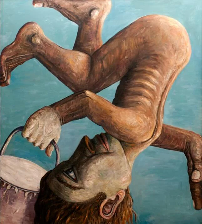 Jon Imber, Upside Down Guy (Falling Painter), 1979, oil on canvas, 63 x 56 inches (courtesy of the artist)
