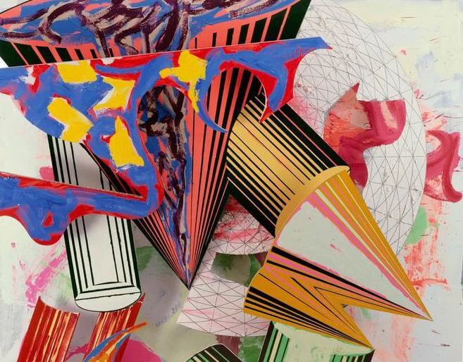 (detail) Frank Stella, Gobba, zoppa e collotorto, 1985, oil, urethane enamel, fluorescent alkyd, acrylic, and printing ink on etched magnesium and aluminum, 137 × 120 1/8 × 34 3/8 inches (The Art Institute of Chicago, © 2015 Frank Stella/Artists Rights Society)
