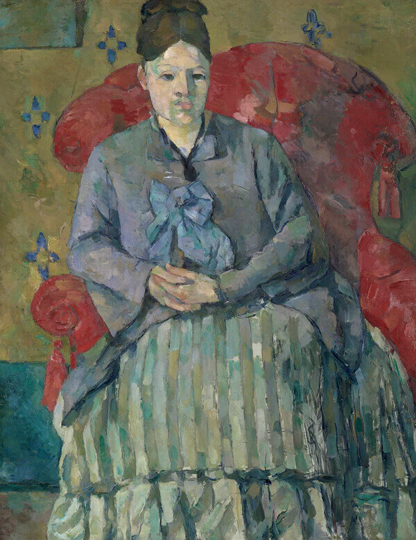 Paul Cézanne, Madame Cézanne in a Red Armchair, 1877, oil on canvas, 28 1/2 × 22 inches (Museum of Fine Arts, Boston, Bequest of Robert Treat Paine, 2nd. Photo: © 2017 Museum of Fine Arts, Boston)