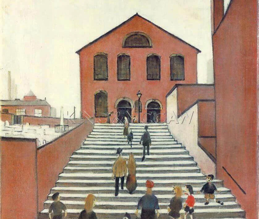 (detail) LS Lowry, Old Church and Steps, 1960